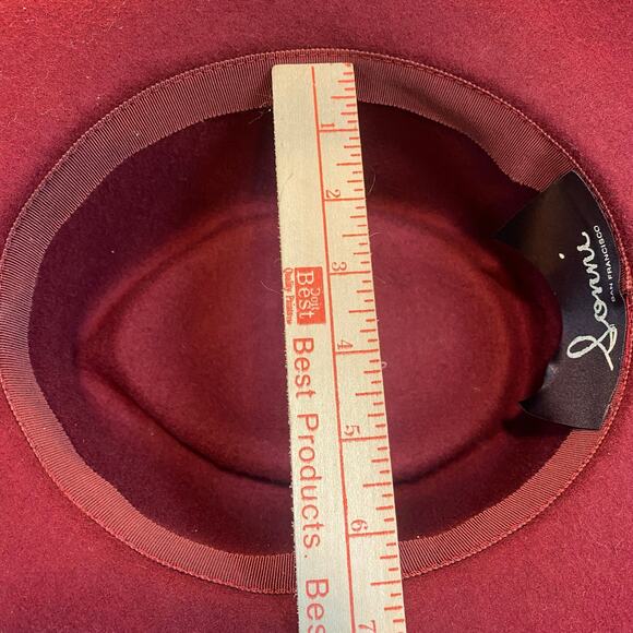 Sonni Bordeaux Lancaster Red Wool Wide Brim Bolero Hat Floral Leaf Accents Wire main image 10